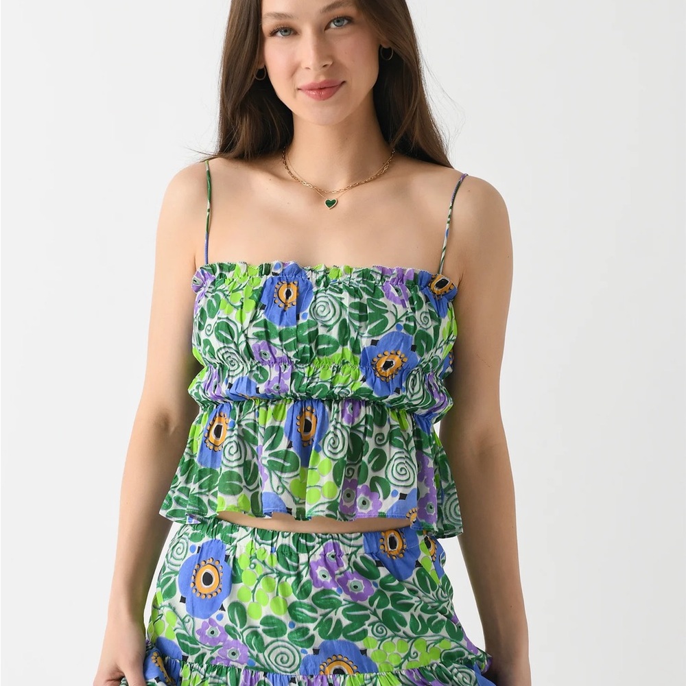 RHODE Julieta Top - Green and Blue Floral Camisole